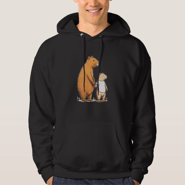 Capybara Mother and Kid Happy Family_1 Hoodie (Framsida)