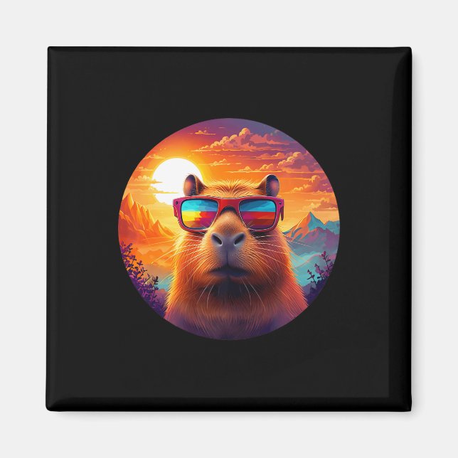 Capybara Mountain Nature Animal Wildlife Forest Ou Magnet (Framsidan)