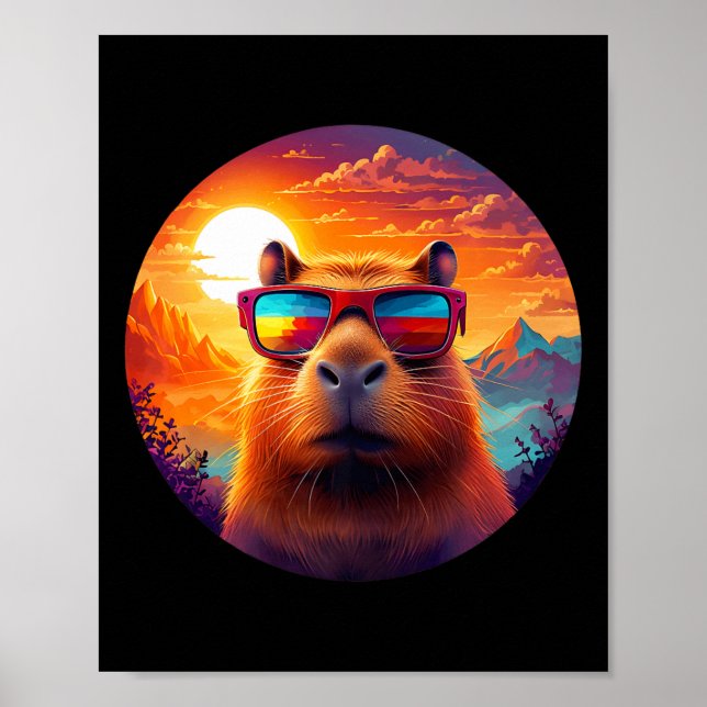 Capybara Mountain Nature Animal Wildlife Forest Ou Poster (Framsidan)