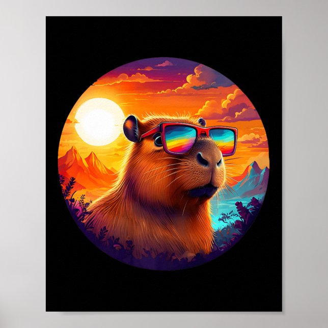 Capybara Mountain Nature Animal Wildlife Forest Ou Poster (Framsidan)
