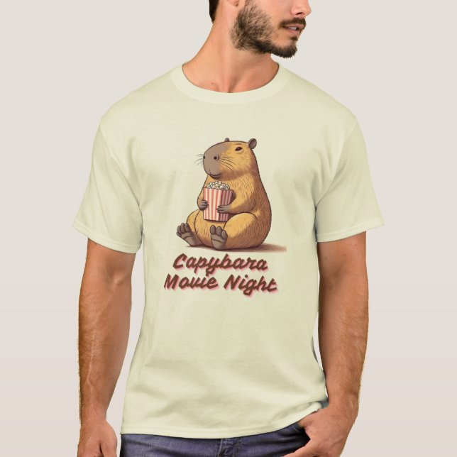Capybara Movie Night T-Shirt - Endast Chill Vibes (Framsida)