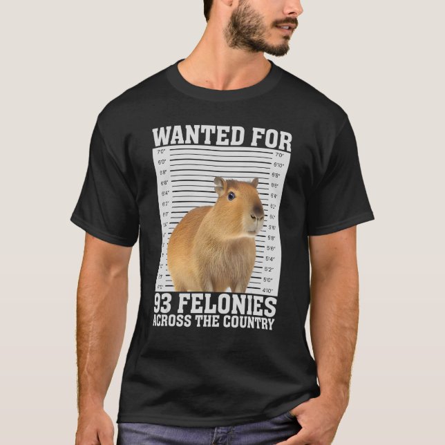 Capybara Mugshot for 93 Felonies superskoj capybar T Shirt (Framsida)