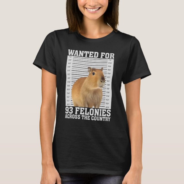 Capybara Mugshot for 93 Felonies superskoj capybar T Shirt (Framsida)