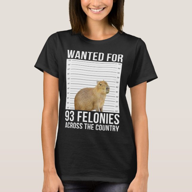 Capybara Mugshot ville ha 93 filonier över hela T Shirt (Framsida)