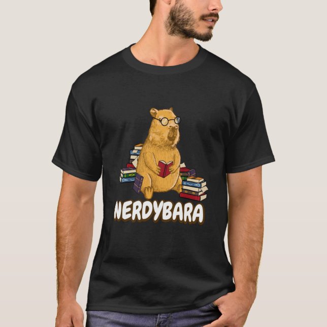 Capybara Nerdybara Book reading Teacher School Ner T Shirt (Framsida)
