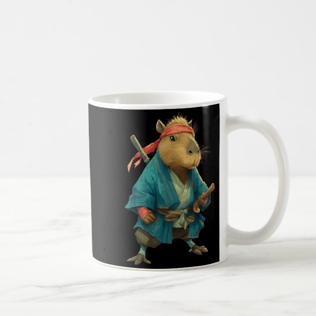 Capybara Ninja Samurai Japan Funny Japanese Graphi Kaffemugg (Höger)