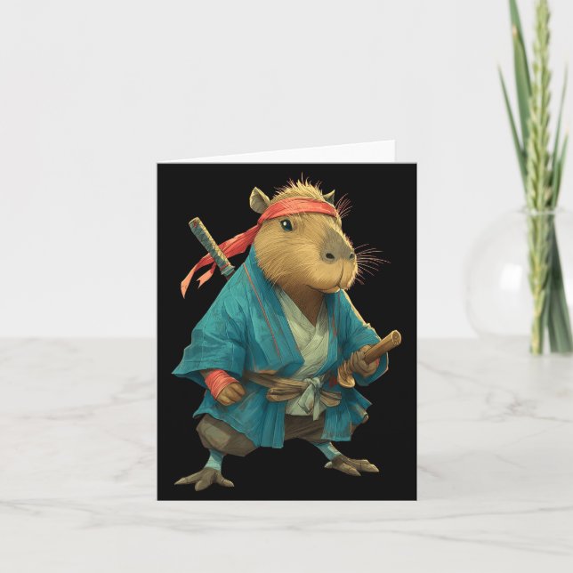 Capybara Ninja Samurai Japan Funny Japanese Graphi Kort (Framsida)
