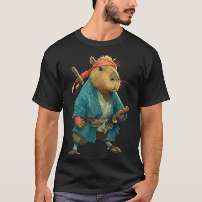 Capybara Ninja Samurai Japan Funny Japanese Graphi T Shirt (Framsida)