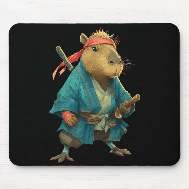Capybara Ninja Samurai Japan Rolig Japansk Grafik Musmatta (Framsidan)