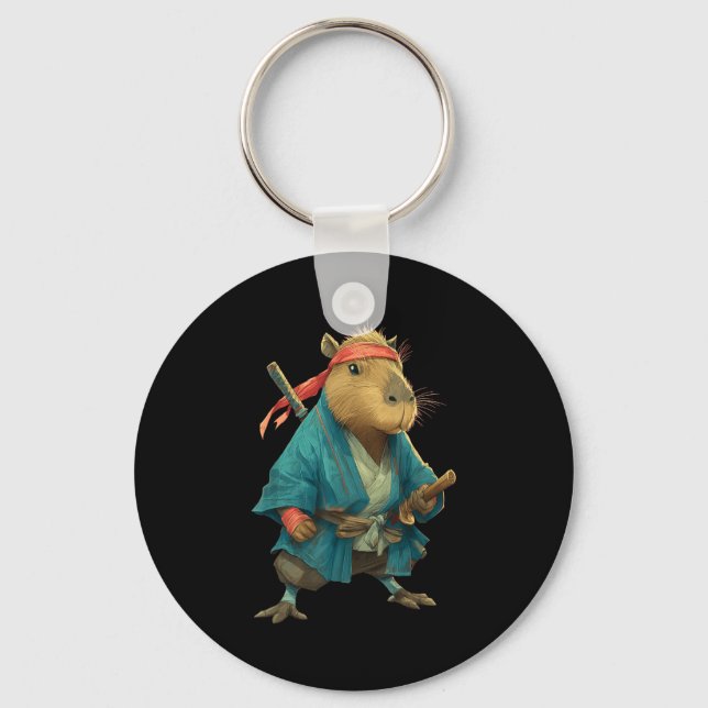 Capybara Ninja Samurai Japan Rolig Japansk Grafik Nyckelring (Framsida)