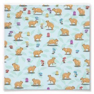 Capybara och mönster fototryck