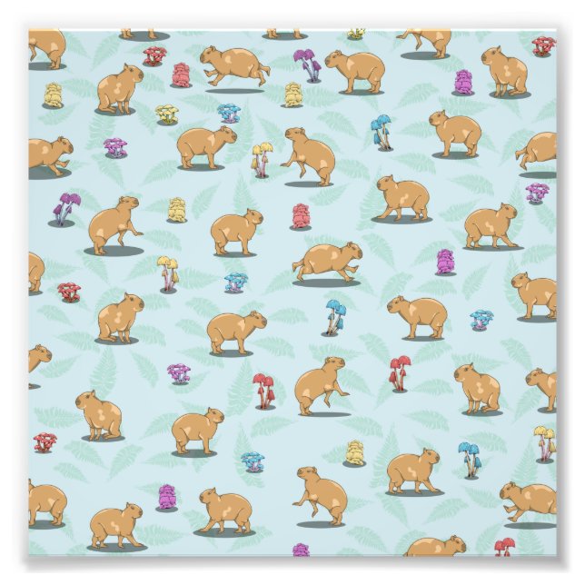 Capybara och mönster fototryck (Framsidan)