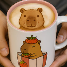 Capybara och Strawberry Mugg | Cute Fruit Älskare