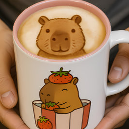 Capybara och Strawberry Mugg | Cute Fruit Älskare
