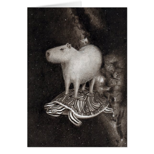Capybara- och Terrapinflyg till och med Hälsningskort (Framsidan)