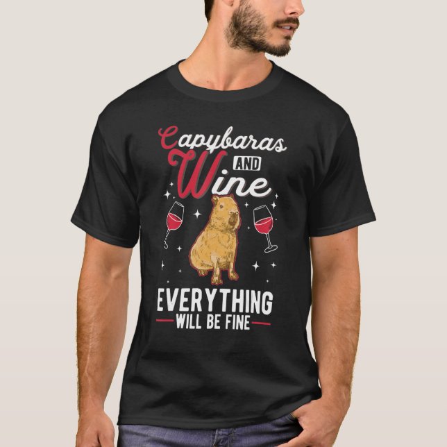 Capybara och Vin Capybara T Shirt (Framsida)
