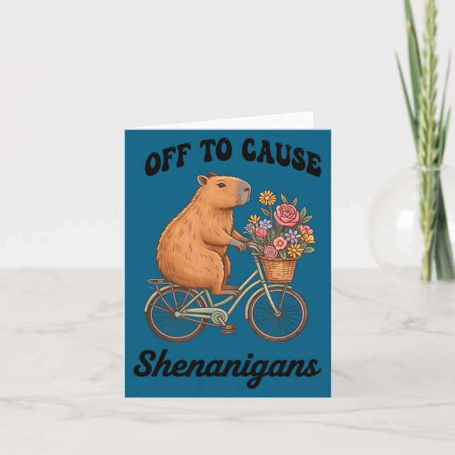 Capybara off to cause shenanigans st patricks day kort (Framsida)
