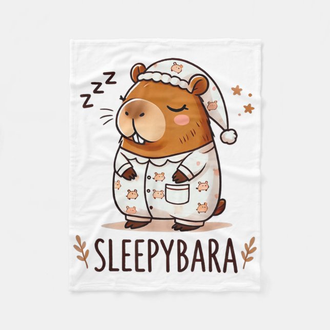 Capybara Officiell Ssov Pajamas Nightgown Sleepyba Fleecefilt (Framsidan)