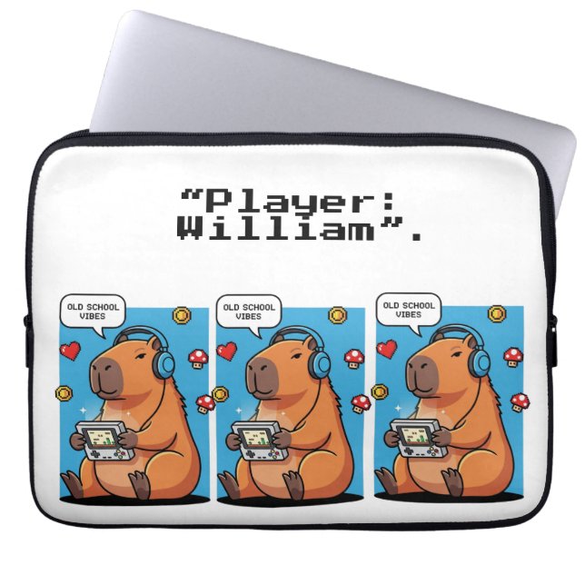 Capybara Old School Gamer Laptop Sleeve (Framsidan)