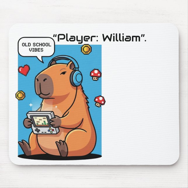 Capybara Old School Gamer Mousepad Musmatta (Framsidan)