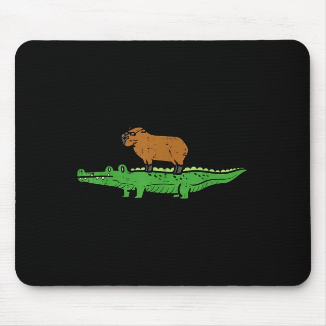 Capybara On Crocodile Capy Alligator Rodent Men Wo Musmatta (Framsidan)