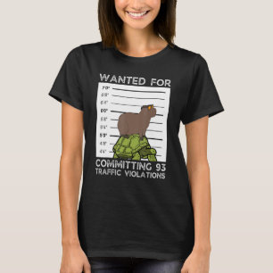 Capybara on Tortoise Wanted Mugshot T Shirt