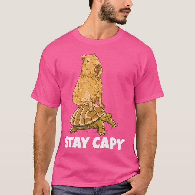 Capybara On Turtle Stanna Capy T Shirt (Framsida)