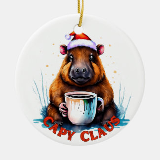 Capybara Ornament, Capybara jul, Gift Idea Julgransprydnad Keramik
