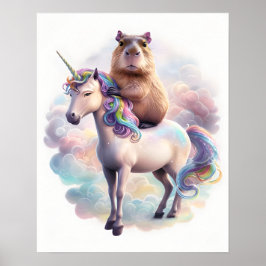 Capybara på Unicorn Poster - Magic Fantasy Art