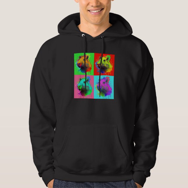 Capybara Painted Art Portrait Cute Capybara Lover  Hoodie (Framsida)