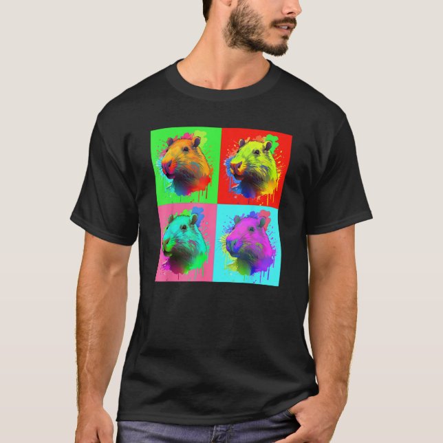 Capybara Painted Art Portrait Cute Capybara Lover  T Shirt (Framsida)