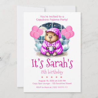 Capybara Pajama Birthday Party Invitation Inbjudningar