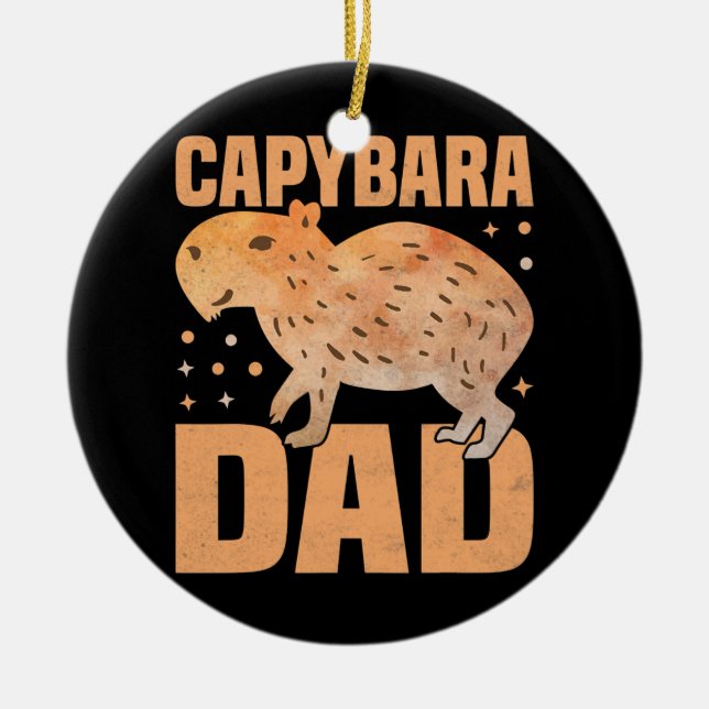 Capybara Pappa Funny Cavies Rodent Capybara Älskar Julgransprydnad Keramik (Framsidan)