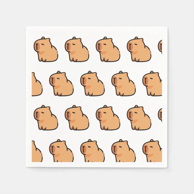 Capybara Party Napkins | Cute Animal Birday Pappersservett (Framsidan)