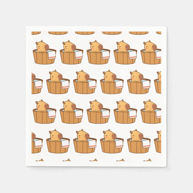 Capybara Party Napkins | Cute Animal Birday Pappersservett (Framsidan)