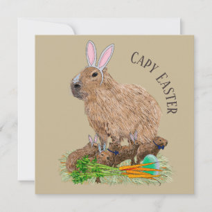 Capybara Påsk Cute Bunny Funny Inbjudningar