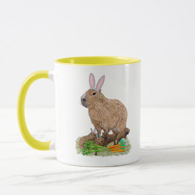 Capybara påsk Söt kanin Rolig Mugg (Vänster)
