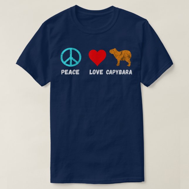 Capybara Peace Love Water Pig Guinea Pig  T Shirt (Design framsida)