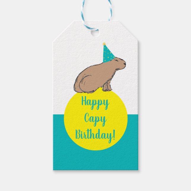 Capybara Personalized Kids Birthday Zoo Animal Presentetikett (Framsidan)