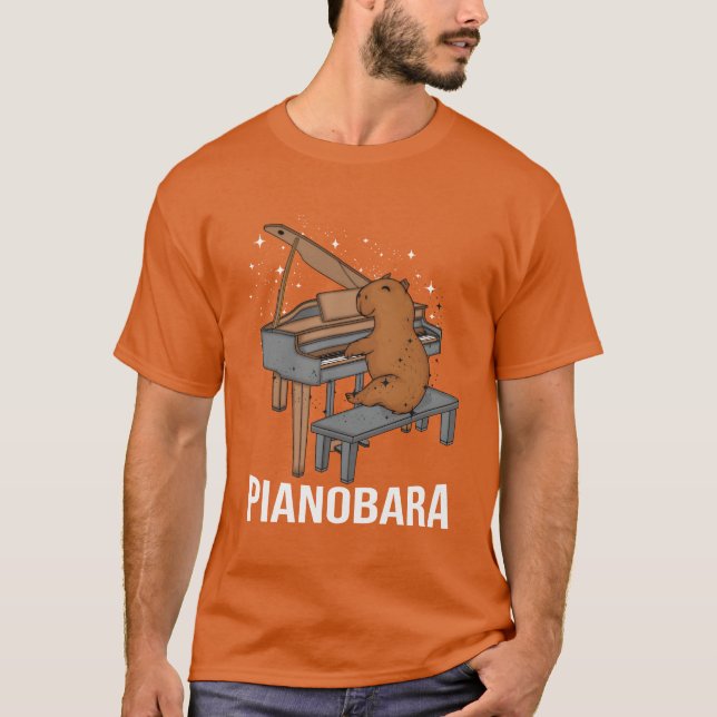 Capybara Piano Player Kids Music Älskare Pianist T Shirt (Framsida)