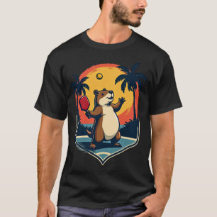 Capybara Pickleball Klubb Retro Logotyp T Shirt