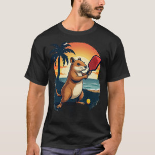 Capybara Pickleball Klubb Retro Sportlogotyp Capyb T Shirt