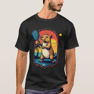 Capybara Pickleball Klubb Retro Sportlogotyp Kläde T Shirt