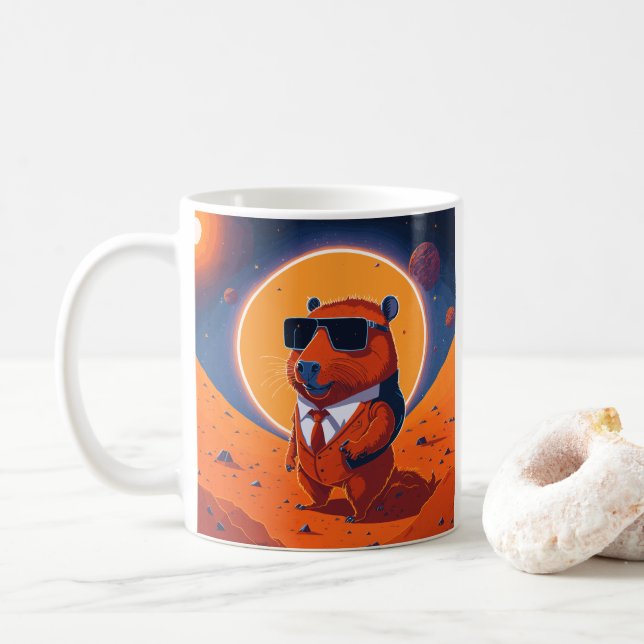 Capybara Planet Mars Funny Modern Kaffemugg (Med munk)
