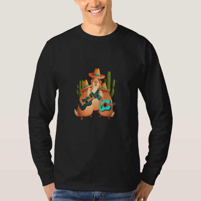 Capybara Playing Musical Instruments Cute Capybara T Shirt (Framsida)