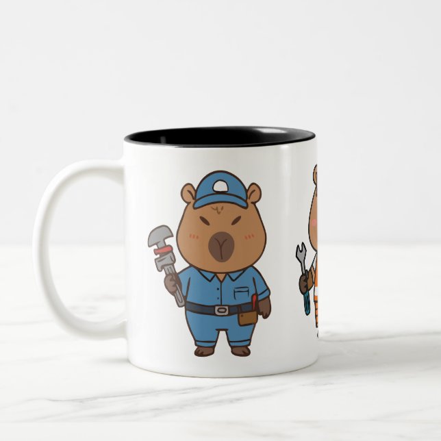 Capybara Plumber Mugg | Funny VS-kaffe Kopp (Vänster)
