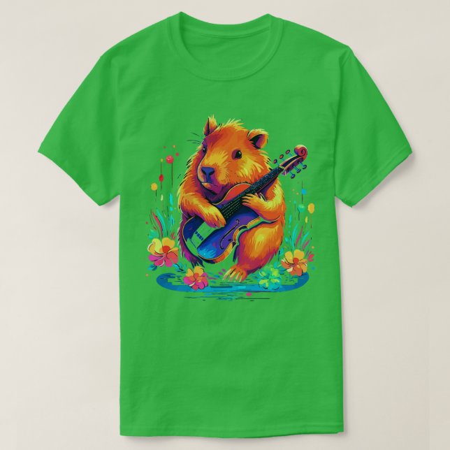 Capybara Pluting Violin T Shirt (Design framsida)