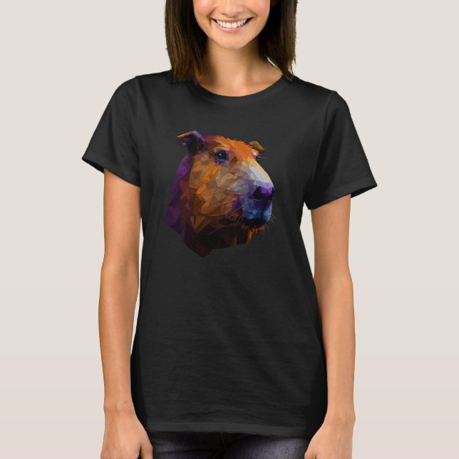 Capybara Polygon Animal Rodent Capibara Wildlife L T Shirt (Framsida)