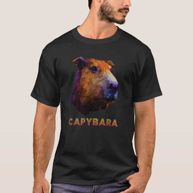 Capybara Polygon Capibara Wildlife Low Poly Animal T Shirt (Framsida)