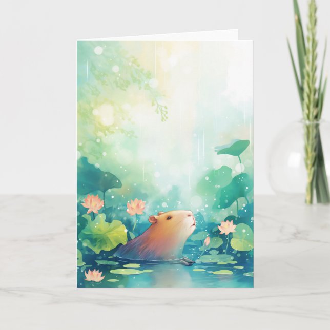 Capybara Pondside Paradise Kort (Framsida)